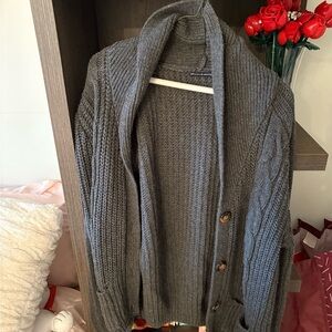 Cozy Gray Cable Knit Cardigan